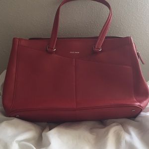 NWT Cole Hann red genuine leather tote.